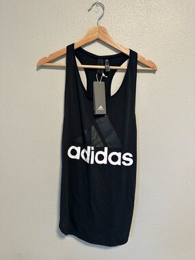 adidas Black Tank Top with White Logo